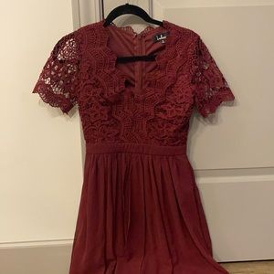 Burgundy lace overlay dress